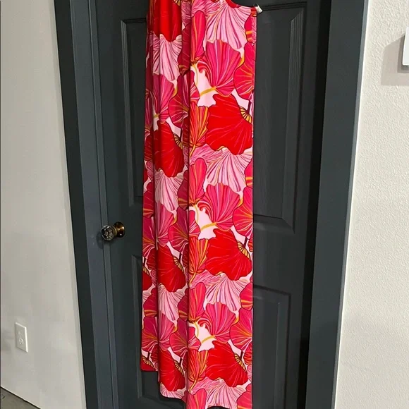 Vibrant Pink and Red Floral Maxi Dress Trina Turk - Picture 6 of 8